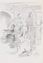 Wilhelm Busch, 3 Bll.: Handgreifliches Armutszeugnis (Bl. 1). Der Steuereintreiber (Bl. 2). Der Schmied (Bl. 3), Zwischen 1858-75, Drawings, India ink, pencil
