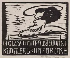 Einladungskarte II: "Holzschnitt = Ausstellung I der Künstlergruppe Brücke" by Max Pechstein, 1906, Woodcut, sold Dec 2022
