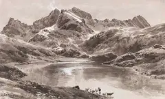 Zürsersee gegen die Wildgrubenspitze by Edward Theodore Compton, Wohl 1905, Watercolor, sold Dec 2022