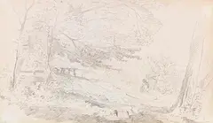 Wilhelm Busch, Landschaft mit Maler, Um 1858/59, Pencil drawing
