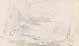 Wilhelm Busch, Landschaft mit Maler, Um 1858/59, Pencil drawing