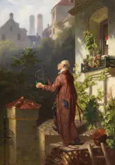 Carl Georg Naumann, Der entflogene Kanarienvogel, Wohl 1875, Oil on panel
