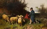 Friedrich Otto Gebler, Gefährliche Begegnung, Um 1870-75, Oil on panel
