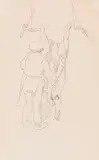 Wilhelm Busch, 3 Bll.: Mann im Wirtshaus (Bl. 1). Schlachtender Bauer (Bl. 2). Das Jaussi im Winter (Bl. 3), Zwischen 1858, Drawings, pencil, India ink