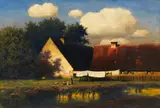 Paul Wilhelm Keller-Reutlingen, Mutter mit spielenden Kindern, Um 1900, Oil on canvas