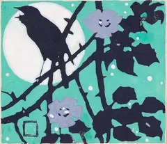 Ludwig Hohlwein, Nachtigall vor Vollmond, 1910, Gouache