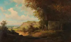 Willy Moralt, Mädchen vor Waldkapelle, Um 1910, Oil on panel