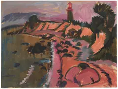 Ernst Ludwig Kirchner, Fehmarnküste mit Leuchtturm, 1913, Oil on canvas