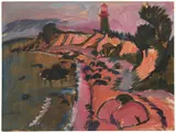 Ernst Ludwig Kirchner, Fehmarnküste mit Leuchtturm, 1913, Oil on canvas