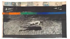 Robert Rauschenberg, Untitled (Rauschenberg floating in a pool designed by Le Corbusier), 1988, Mixed media on canvas. Acrylic and solvent tran...
