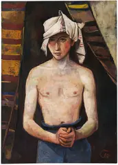 Jüngling mit Kopftuch by Karl Hofer, Um 1924, Öl auf Leinwand, sold Dec 2022