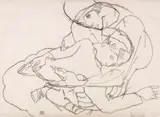 Egon Schiele, Paar in Umarmung, 1914, Black Chalk drawing