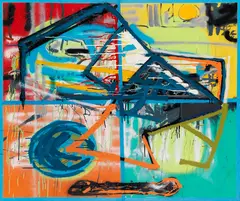 Martin Kippenberger, Ohne Titel, 1982, Oil and acrylic on canvas, partly sprayed