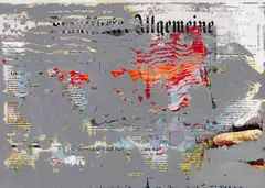 Gerhard Richter, FAZ-Übermalung, 2002, Oil on colour offset print on card