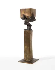 Kleine Säulenkaryatide II by Fritz Koenig, 1965, Bronze with gold-brown patina, partly polished, sold Dec 2022
