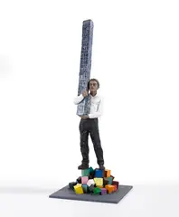Mann mit Turm (Toronto) by Stephan Balkenhol, 2015, Bronze, with colors, sold Dec 2022