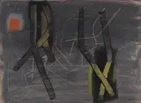 Fritz Winter, Rot und wenig Grün, 1954, Oil and tempera on cardboard, laid on fiberboard