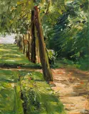Max Liebermann, Die Birkenallee im Wannseegarten nach Osten, Wohl 1924, Oil on panel