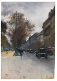 Lesser Ury, Berliner Straßenszene im Herbst (Hotel Adlon, Berlin), 1920, Pastel on board