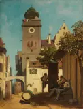 Carl Spitzweg, Die Stadtwache, Um 1850/55, Oil on panel