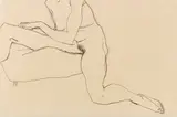 Egon Schiele, Sitzendes Mädchen mit ausgestrecktem Arm und Bein, 1913, Pencil drawing