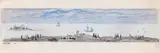 Mural Design for the 1st Class Dining Room of the SS Constitution by Lyonel Feininger, 1949, Watercolor and ink brush drawing, sold Jun 2022