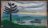 Gabriele Münter, Abend am See, Um 1909, Oil on cardboard