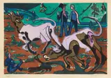 Kühe im Frühling by Ernst Ludwig Kirchner, 1933/34, Woodcut in colors, sold Jun 2022