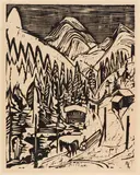 Sertigstraße im Winter by Ernst Ludwig Kirchner, 1924, Woodcut, sold Jun 2022