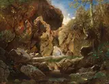 Carl Spitzweg, Felsenkessel mit Wildwasser, Um 1840, Oil on canvas