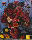 Peter August Böckstiegel, Stillleben mit Dahlien, 1930, Oil on canvas