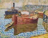Wladimir Baranoff-Rossiné, Péniches sur le Dniepr, 1907, Oil on canvas