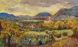 Otto Dix, Blick auf Öhningen und Stein am Rhein, 1947, Oil on canvas