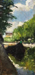 Lesser Ury, Partie am Landwehrkanal Berlin, 1888, Oil on canvas laid on board