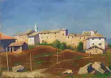 Tessiner Landschaft bei Breganzona by Karl Hofer, 1936, Oil on canvas, sold Jun 2022