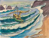 Max Pechstein, Fischerleben Monterosso, 1951, Watercolor