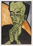 Männerbildnis by Erich Heckel, 1919, Woodcut in colors, sold Jun 2022