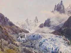 Edward Theodore Compton, Glacier des Bois, Chamonix, 1869, Watercolor over pencil
