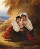 August Riedel, Zwei Mädchen in Albaner Tracht, 1838, Oil on canvas