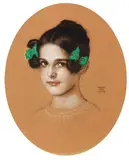 Franz von Stuck, Bildnis der Tochter Mary mit grünen Schleifen