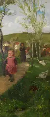 Johann Sperl, Frühlingslandschaft, Um 1880, Oil on panel