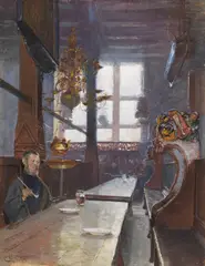 Carl Moll, Schifferhaus in Lübeck, 1894, Gouache on light board