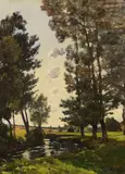 Henri Harpignies, Paysage au ruisseau