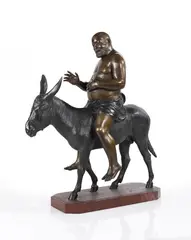 Artur Volkmann, Silen, auf Esel reitend, 1899, Bronze, partly with black-brown patina and with...