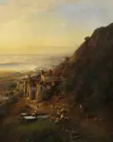 Albert Flamm, Landschaft an der Amalfiküste, Um 1860-70, Oil on canvas