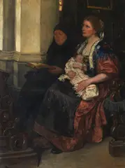 Paula Monjé, Ihr erster Kirchgang, Um 1880/90, Oil on canvas