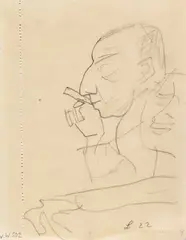 Männerkopf im Profil by Max Beckmann, 1922, Pencil drawing, sold Jun 2022