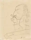 Max Beckmann, Männerkopf im Profil, 1922, Pencil drawing