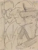 Max Beckmann, Zwei Männer und eine Frau am Bartisch, 1922, Pencil