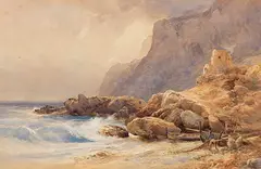 Marina piccola, Capri by Edward Theodore Compton, 1874, Watercolor over pencil, sold Jun 2022